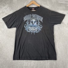Vintage Harley-Davidson Shirt Mens Large Black Suburban Palatine IL Eagle Y2K picture