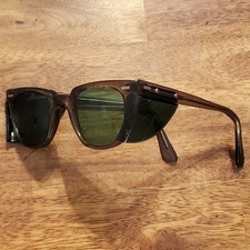 Vintage AI Safety Z87 Eyeglasses Brown Frames with Green Lenses Side Shields picture