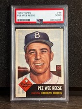 1953 Topps Pee Wee Reese #76 Dodgers PSA 2 CLEAN card picture