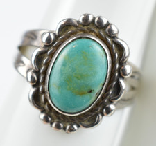 Bell Trading Post Sterling Silver Turquoise Ring Size 5 Adjustable Southwestern picture