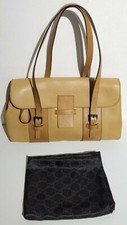 Rare Gucci Italy 101287 Two Tone Brown Leather Shoulder Bag / Hand Bag $1100 picture