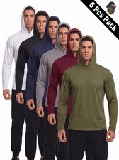 Men's 6-Pack Breathable Hooded Sweatshirts Quick Dry Athletic Workout Pullovers picture
