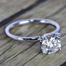 3.60 Cts Round Cut D VVS2 Lab Grown CVD Diamond Ring Solitaire 14k White Gold picture