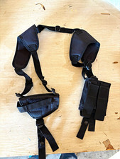 WRB Black Nylon Shoulder Holster Harness Adjustable w/ 2 Mag Pouch Pistol picture