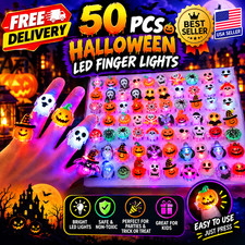 Gavoyeat Halloween Light Up Rings 50Pcs LED Glowing Party Favors for Kids picture