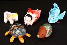Vintage Japanese Yanagawa Sagemon Hanging Fabric Charms Set 5 Baby Turtle Fish picture