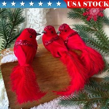 3-6pcs Artificial Red/White Cardinal Birds Cardinal Ornaments for Christmas DIY picture