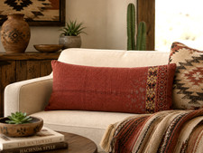 NEW Sundance Wool Lumbar Pillow Cover 14x28 Southwestern Aztec Tribal Rust Red picture