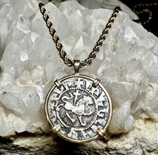 Genuine Medieval Christian Lion And Cross Coin In 14k Yellow Gold Filled Pendant picture