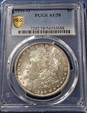 1896-O Morgan Silver Dollar, Scarce O Mint, PCGS AU-58 picture