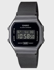 New With Casio A168WEMB1BVT Silver Digital Mesh Band Watch Retro picture