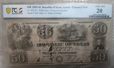 1839-41 $50 Republic of Texas, Austin - Treasury Note picture