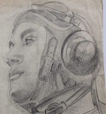 German Soldier/Pilot, 1939, Portrait Drawing by Grete Pöschl picture