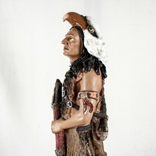 VINTAGE Native American Lakota Tribe Chief Getting War Figurine Statue Sculpture picture