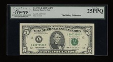 DBR 1995 $5 San Francisco Fr. 1985-L Legacy 25 PPQ Serial L20079900F picture