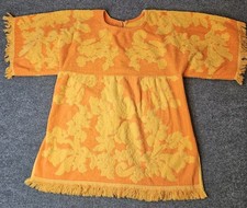 Vintage Terry Towel Handmade Cover Up Top MCM Cannon Orange Fringe picture