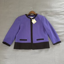 Kasper Women's Regal Purple Black Colorblock Jacket Blazer  Size 14 Regular NWT picture
