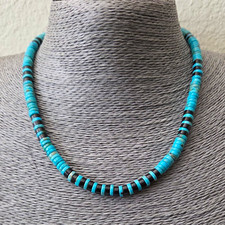 Blue Kingman Turquoise/Sterling Necklace/Earring set.  picture