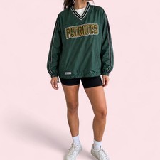 Vintage 90s Game Sportswear Patriots Rugby Green Pullover Windbreaker XS picture
