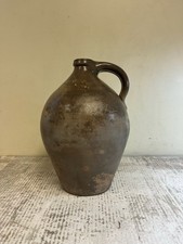 ANTIQUE 1830s GROUT & CRAFTS STONEWARE JUG OVOID SALT GLAZED POTTERY WHATELY MA picture
