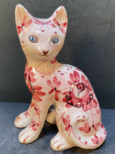 SWEET Vintage MCM Italian Pottery Cat Figurine Hand Painted Signed Italy KBNY picture