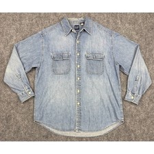 Vintage Gap Denim Button Down Shirt Mens Large Light Wash Blue Workwear Cotton picture