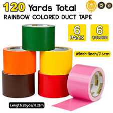 6 Pack Colored Duct Tape Rainbow 3 Inch x 20 Yds Heavy Duty Craft Waterproof... picture