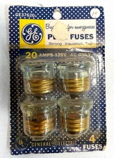 4 pc Vintage GE Glass screw plug Fuses 20 amp 125V GE37620-4D  picture