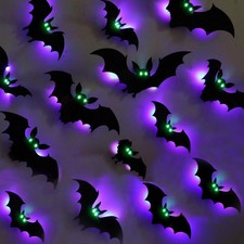 30 Pcs Halloween Light up Bats Wall Decor, Large 3D Bat Stickers picture