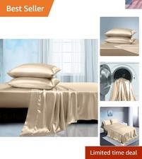 Elegant Satin Twin 3-Piece Sheet Set - Cooling & Breathable for All Seasons picture