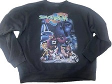 Vintage 1996 Space Jam Crewneck Sweatshirt XXL Black Michael Jordan Movie Promo picture