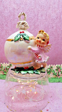 Vtg Norcrest Christmas Ornament Girl PINK ANGEL Pearlized Finish Label  # F-273 picture