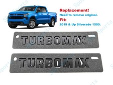 2PCS Matte Black Hood Fender Turbomax Emblem Letter Badge 2019+ Silverado 1500 picture