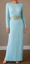 Vintage Ricki Lang Nuit Fortuny Pleat Evening Dress Deco Sequin 14 USA Union tag picture