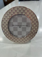 NEW Mackenzie Childs Celebrate Rosy Pink & White Round Shaped Picture Frame picture