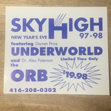 RARE Vintage Toronto Rave Party Sticker Flyer Sky High NYE 97-98 UNDERWORLD, ORB picture
