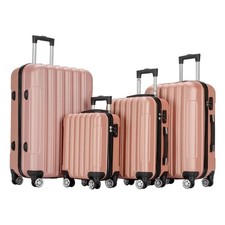 New 4In1 ABS Trolley Luggage Set 16 20 24 28 Rolling Suitcase Black picture