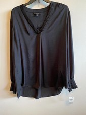 ALFANI NWT Black Blouse  Elastic Cuffed Sleeves X LARGE picture