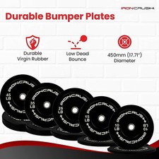 Olympic Bumper Plates Set - Virgin Rubber Weights Strength Training Iron Crush picture