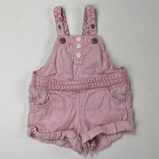 RARE Vintage OshKosh B'gosh Girls 6 Month Braided Denim Overalls Pink Striped picture