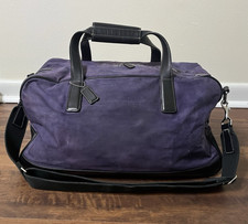 Vtg 2005 Coach Weekender Duffel Travel Shoulder Strap Bag Canvas Leather Purple picture