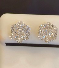 1.97 CARAT CERTIFIED LAB GROWN DIAMONDS 10 MM STERLING SILVER GOLD PLATED STUDS picture