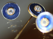 Vnt *:MMA:* Metropolitan Museum of Art Blue Enameled w/Rhinestone Pin & Earrings picture