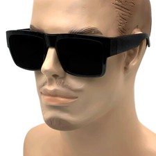 Large Square CHOLO Sunglasses Super Dark OG LOCS Style GANGSTER Style Black Kim picture