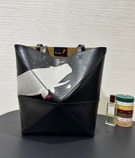 Loewe X Suna Fujita Puzzle Fold Whale Large Tote Bag Black Leather picture