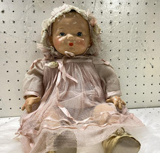 Vintage Composition Madame Alexander Baby Doll 17in Pink Lace Dress picture