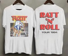 VTG 1984 Ratt N Roll Tour Out Of The Cellar Glam Metal 2 Sided T-Shirt picture
