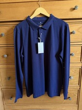 NEW Vustra Polo Shirt Mens X-Large Navy Blue Long Sleeve Organic Cotton Eco picture