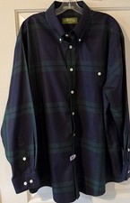 Vintage Orvis Men Green Blue Long Sleeve 100% Cotton Button Down Shirt Size XL picture