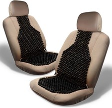 Zone Tech 2x Black Wooden Beaded Ultra Comfort Car Massaging Chair Seat Cushion picture